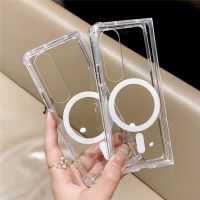 Transparent Magnetic For Magsafe Wireless Charger Case For Samsung Galaxy Z Fold4 5 Fold 3 Protection Shockproof Cover With Box