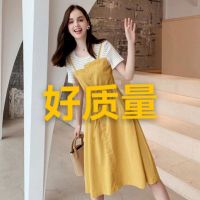 Spot Fast Shipping Fat Sister Large Size WomenS Clothing Summer New Fake Two Dresses, Mm Medium Long Waist, Thin