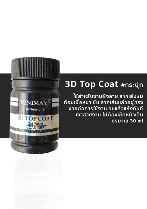 พร้อมส่ง Topcoat  3D vinimay แบบกระปุก ขนาด 30ml by vnm_thailand