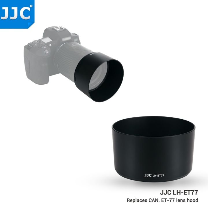 jjc-et-77-lens-hood-for-canon-rf-85mm-f2-macro-is-stm-lens-on-eos-r6-r5-rp-r-ra-c70-camera-fit-with-67mm-filter-amp-67mm-lens-cap