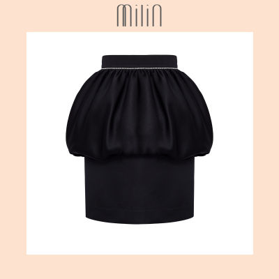 [MILIN] Myth High waist Silk crepe mini balloon skirt / กระโปรงสั้นเอวสูงแต่งเอวบอลลูน สีดำ