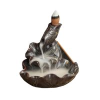 Ceramic Mini Home Decor Buddha Burner Backflow Holder Teahouse Censer Fountain Waterfall part Creative Incense Cones Office