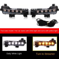 For Tesla Model 3 19-21 Dual Color LED White DRL Daytime Running Light+Amber Dynamic Sequential Turn Signal Clearance Lamp Fog