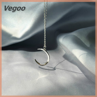 Vegoo ของขวัญคริสต์มาสหวานๆแฟชั่นใหม่ดวงจันทร์สีเงินชุบเครื่องประดับสร้อยคอจี้โซ่ไหปลาร้ารูปพระจันทร์เสี้ยว