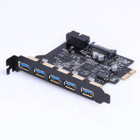 Super Speed PCI-E to USB 3.0 19-Pin 5 Port PCI Express Expansion Card Adapter SATA 15Pin Connector with Driver CD for Desktop