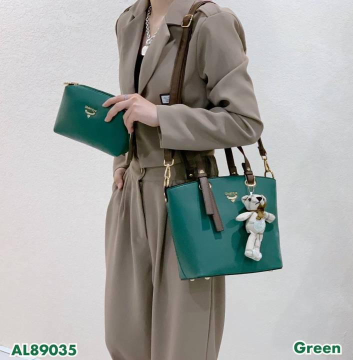 กระเป๋าshumiya-al89035-แท้100-เซต2ใบ-ทรงช้อปปิ้ง-แถมตุ๊กตาหมี-กระเป๋าใบเล็ก-คุ้มมากๆค่ะ