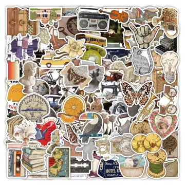 100pcs Pack Vintage Scrapbook Supplies Aesthetic Stickers for