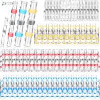 CALOCH 100ชิ้นซีลบัดกรี100ชิ้นท่อกันความร้อนหดตัวคอนเนคเตอร์สายไฟด้วยลวดทองแดงไฟฟ้าขั้วต่อซีลตัวเชื่อมต่อแบบมีสายขั้วต่อตัวเชื่อมต่อแบบมีสายลวดด้าม