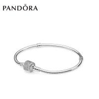 Pandoraˉ bracelet Moments classic button 925 silver bracelet 590723CZ concise design Bracelet lady Fashion Jewellery Pandoraˉ Charms and Charm Bracelet