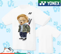 YONEX YY เสื้อแบดมินตันเกาหลีสำหรับทั้งหญิงและชายเสื้อยืดลายอักษรจีนกราฟฟิตี้ระบายอากาศได้ใส่สบายเสื้อยืดลำลองกีฬาเกาหลีเสื้อเชิ้ตสำหรับวิ่งออกกำลังกายทุกวัน