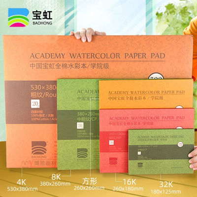 BaoHong 300G/M2 Cotton Professional หนังสือสีน้ำ20แผ่น Hand Painted ACADEMY กระดาษสีน้ำ Pad สำหรับศิลปินภาพวาด Supplies