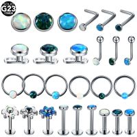 1PC G23 Titanium Piercing Nariz Opal Gem Septum Nose Ring Conch Tragus Helix Earrings Microdermal Piercing Intimate Jewelry Body jewellery