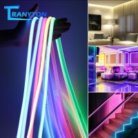 Neon LED Strip 220V IP67 Waterproof 288Leds/m Flexible Tape White Red Blue Green Pink Ice Blue COB Light with EU Switch Plug LED Strip Lighting