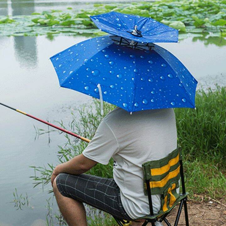 double-layer-windproof-umbrella-cap-overhead-umbrella-fishing-umbrella-camping-headwear-cap-sunscreen-shade-umbrella-cap-double-layer-fishing-umbrella-cap