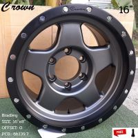 ล้อแม็ก Crown Bradley ขอบ 16"x8" 6รู139.7 ET0 สีเทาเงาขอบดำ ราคาต่อ 1 วง  3500บาท ขายยกชุด4วงไม่แยกขาย