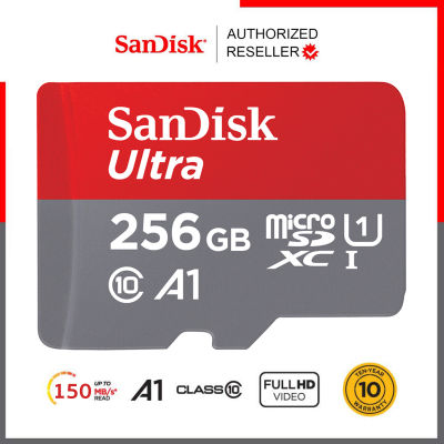 Sandisk Ultra microSD Card SDXC ความเร็วอ่าน 150MB/s ความจุ 256GB Class 10 A1 (SDSQUAC-256G-GN6MN) รุ่นใหม่ ไม่มีอะแดปเตอร์ เมมโมรี่ การ์ด แซนดิส Memory ประกัน Synnex 10 ปี แดงเทา