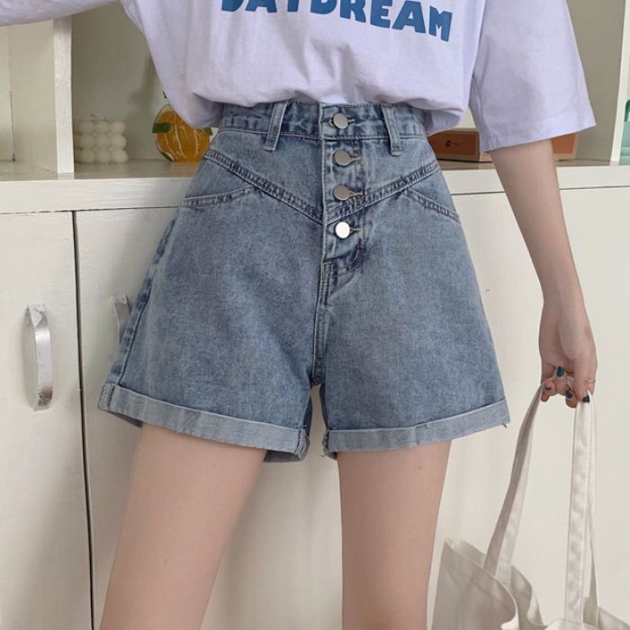 Fashion Trousers Shorts Second Female Shorts blue casual look 