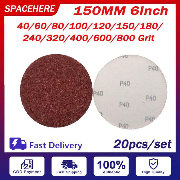 BABEDUO 20PCS/Set 6 Inch 6 Holes 150MM Sanding Discs 602000 Grit