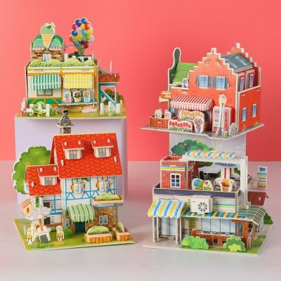 Creative DIY 3D Paper Card Puzzle Hand Assembled Houses Villas Building Model for Kids Handmade Educational Toys