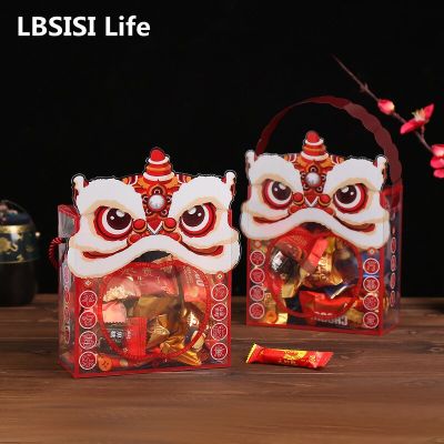 LBSISI Life 10ชิ้นกล่องลูกกวาดเทศกาล Sp ของจีนสำหรับทำขนมอบตังเมคุกกี้สุขสันต์วันปีใหม่ใสกล่องพีวีซี