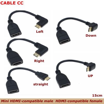 1080P Mini HDMI-Kompatibel dengan Kabel HDTV Pria Ke Wanita 90 Derajat Kanan Miring Adaptor Konverter M-F Konektor Adaptor Ekstensi