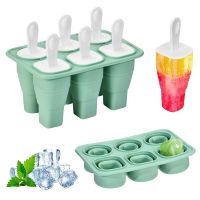 New 6 Grid Silicone Ice Cream Mold Ice Cube Maker Popsicle Stick Mold DIY Ice Cream Ice Maker Creative Folding Ice Cream Mold Ice Maker Ice Cream Moul