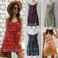 ◄ BEFORW Women Summer Floral Dress Buttons Cotton Dresses Fashion Sexy Short Backless Slip Elastic Waist 2020 Sleeveless Dresses