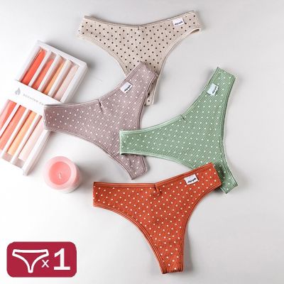 （A So Cute） 1Pc ผู้หญิงเซ็กซี่39; S Cotton G String Thong WaveThongs V เอวชุดชั้นใน WomanG String SeamlessLingerie