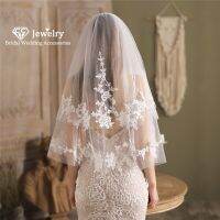 CC Women Veil Wedding Accessories Engagement Hair Ornaments White Ivory Double Layer Lace Branch Shape Veils With Comb Sale V821 Hair Accessories