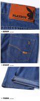 กางเกงขาสั้นเพลย์บอยแท้สำหรับผู้ชาย,Celana Pendek Denim ฤดูร้อนTH