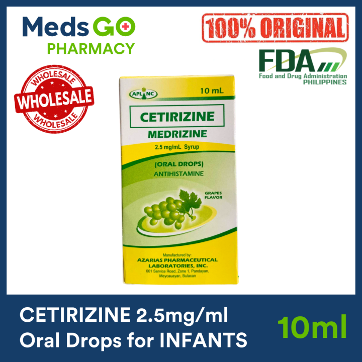 MEDRIZINE Cetirizine Syrup for Kids 10ml Antihistamine Oral Drops