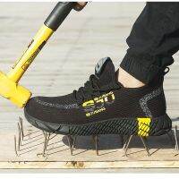 Men Work Boots Sneakers Industrial-Shoes Toe-Work Puncture-Proof Comfortable Mens Casua Safety-Shoes Lace-Up Desert-Combat