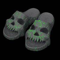 Gray Luminous Personalized Skull Slippers New Design 2023 Summer Outdoor Funny Slide Thick Sole Beach Non-Slip Women Men Sandals House Slippers