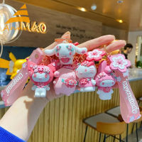 Annn Store การ์ตูน Sanrio Cherry Blossom ชุดจี้ซินนามอนสุนัข Kulomi Melodi พวงกุญแจ Sanrio ของขวัญสำหรับเด็กผู้หญิง