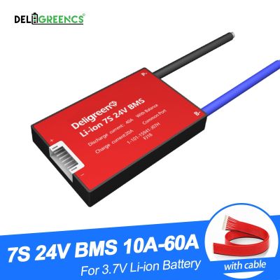 Deligreen 7S 15A 20A 30A 40A 50A 60A 24V PCM/PCB/BMS for 3.7V lithium battery pack 18650 Lithion LiNCM Li-Polymer Scooter