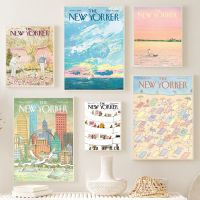 Sandy Beach Magazine Cover - New Yorker Wall Art ภาพวาดผ้าใบ-Nordic โปสเตอร์ภาพพิมพ์สำหรับห้องนั่งเล่น Backg ตกแต่งภาพจิตรกรรมฝาผนัง-คุณภาพสูง