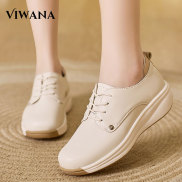 VIWANA Wedges Shoes For Women High Heels 4cm Genuine Leather Platform