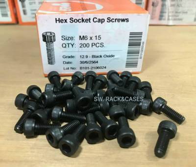 น็อตหัวจมดำ M6x15 (ราคาต่อแพ็คจำนวน 50 ตัว) ขนาด M6x15mm Grade : 12.9 Black Oxide BSF สกรูน็อตหัวจมดำหกเหลี่ยมความแข็ง 12.9 แข็งได้มารตฐาน