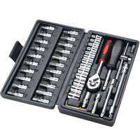 VR-46 PCs wrench tool set and block set tool wrench kit block Pro mechanic Tools Set kit tool multi-purpose with plastic Box shockproof