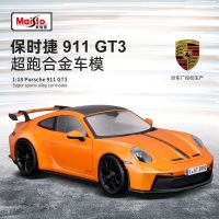 Maisto โมเดล1:18รถโลหะผสมสีส้มแบบ GT3 911แบบสแตติกแบบคลาสสิกของขวัญของขวัญของสะสม