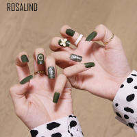 Rosalind เล็บปลอม Olive สีเขียวกลางความยาวสติ๊กเกอร์ติดเล็บสำเร็จรูปสติ๊กเกอร์ติดเล็บ24สติ๊กเกอร์ติดเล็บกาว