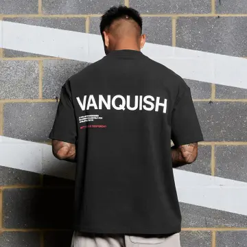 VANQUISH FITNESS Street Style U-Neck Plain Cotton Short Sleeves Logo Workout