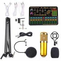 Multifunctional Live SK500 Sound Card &amp; BM800 Suspension Microphone Kit Broadcasting Record Condenser Microphone Set Audio Mixer Projector Mounts