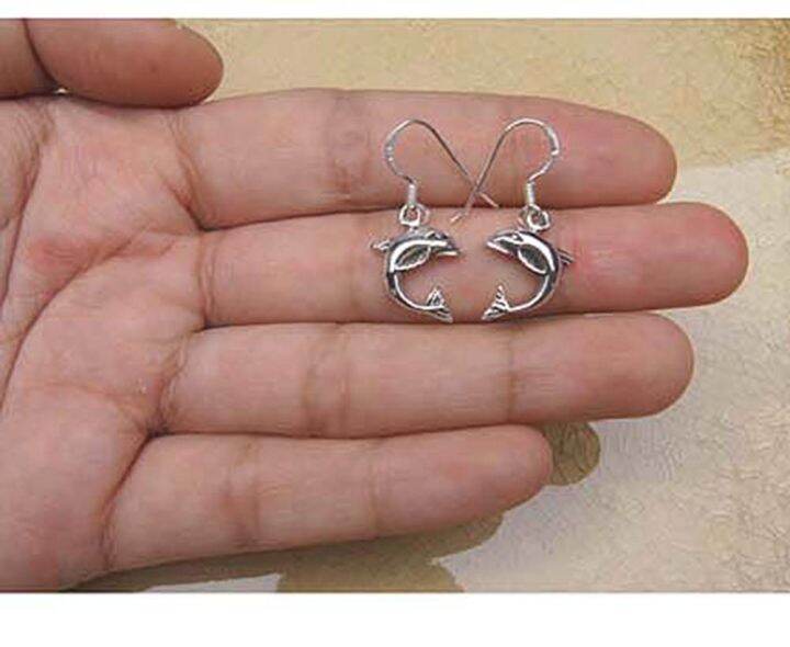 thai-hanging-dolphin-earrings-handmade-925-sterling-silver-beautiful-gift-ปลาโลมา-ห้อยตำหูเงินสเตอรลิงซิลเวอรใช้สวยของฝากที่มีคุณค่า-ฺชาวต่างชาติชอบมาก