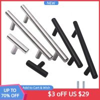 ✕ Kitchen Cabinet Pulls Furniture Drawer Handles Stainless Steel T Bar Straight Wardrobe Door Knobs Black Silver Cupboard Handle