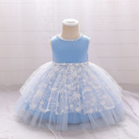 Girls baby pearl dress 2021 summer new child baby vest mesh skirt little girl baby princess dress