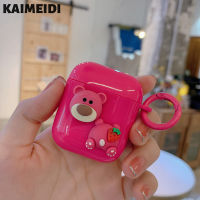 KAIMEIDI เคสป้องกันลายหมีสตรอเบอร์รี่น่ารักแบบ DIY ดั้งเดิมเหมาะสำหรับ AirPods1/2pro เคสหูฟังบลูทูธสามรุ่นเคสนิ่ม