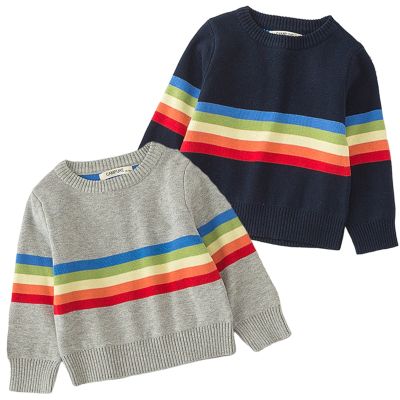 2023 Kids Sweaters Winter Childrens Sweater Rainbow Striped Girls Boys Kint Sweaters Autumn Baby Warm Wool Tops Kids Clothes