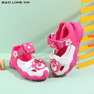 BAOLONGXIN รองเท้าผ้าใบเด็กผู้หญิง,รองเท้าลำลองการ์ตูนเด็กใหม่รองเท้าอรรถประโยชน์เด็กรองเท้าวิ่งกลวง