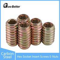 5/10/20Pcs M6 M8 Hex Socket Insert Screws E Nuts Carbon Steel Threaded Wood Insert Nuts
